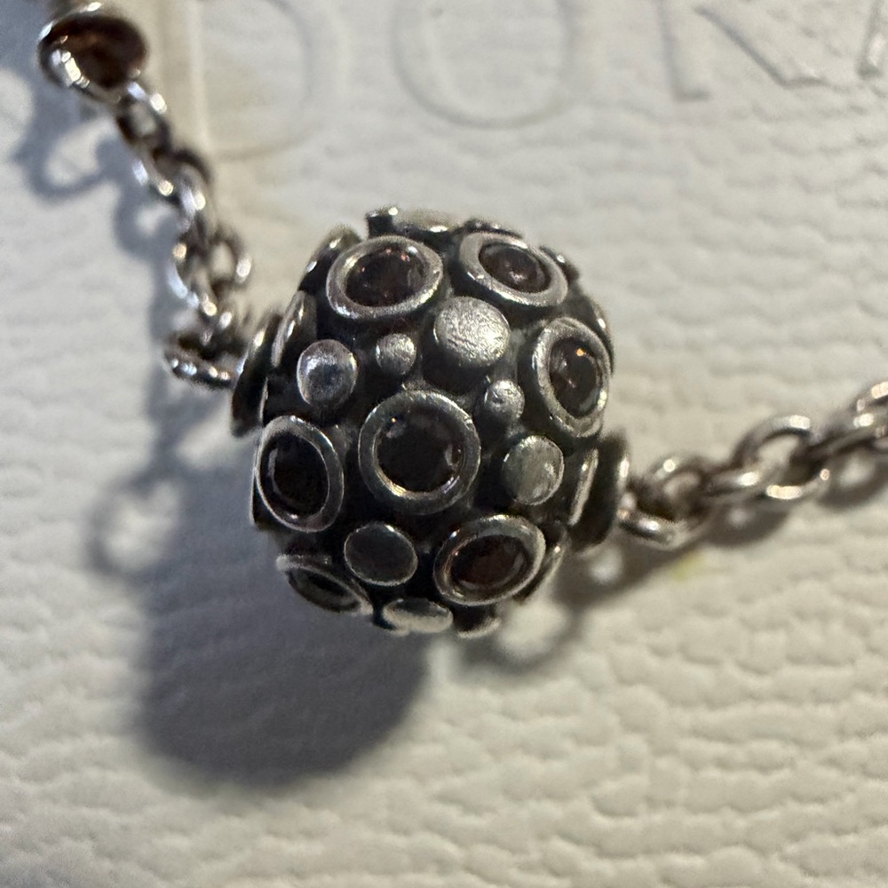 Pandora Encore Clip with Brown Cubic Zirconia Retired Pandora Clip Charm - Picture 1 of 4